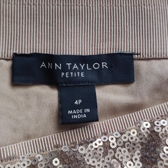 Nwot Ann Taylor Petite Gold Sequin Flare Skirt Sz 4P Festive Style - Picture 5 of 6